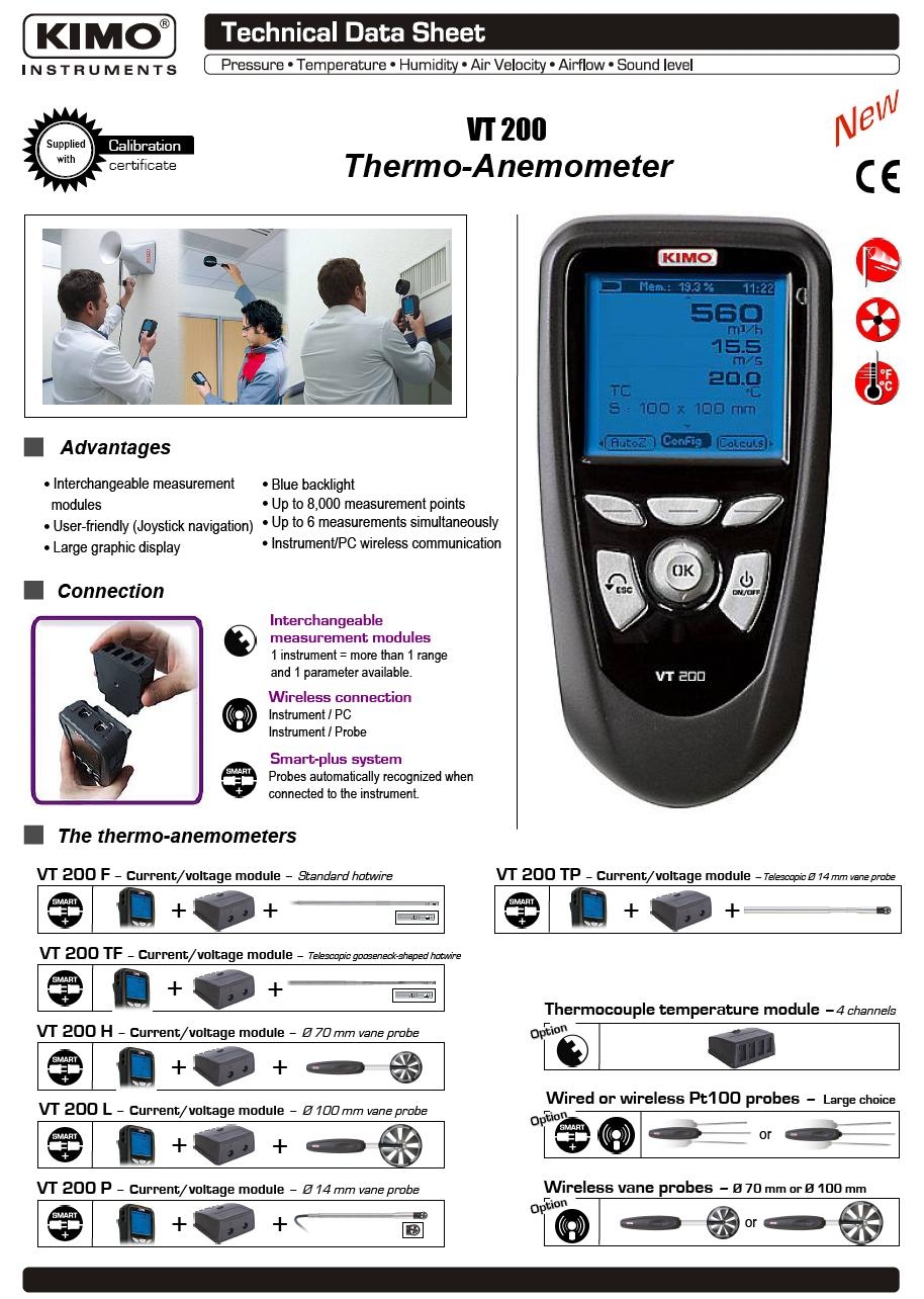 Anemômetro Digital Portátil com Multi Funções Modelo VT 200