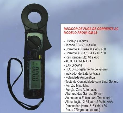 MEDIDOR DE FUGA DE CORRENTE AC - MODELO PROVA CM-03