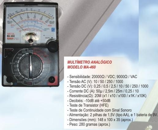 Multímetro Analógico Modelo MA 460