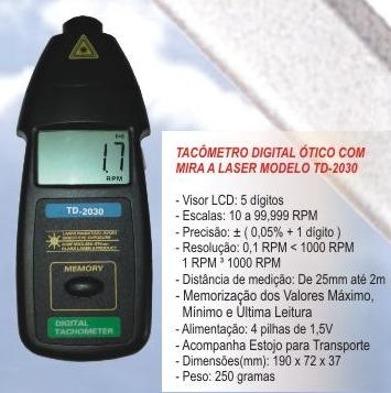 Tacômetro digital ótico com mira laser