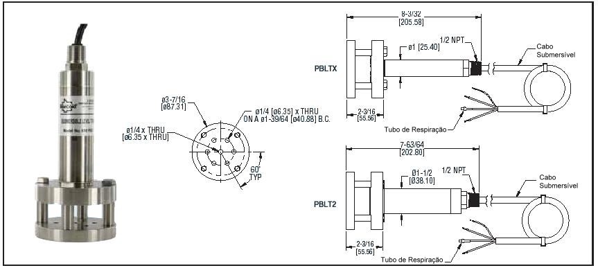 Transmissores de Nível Submersíveis - Séries PBLT2 e PBLTX