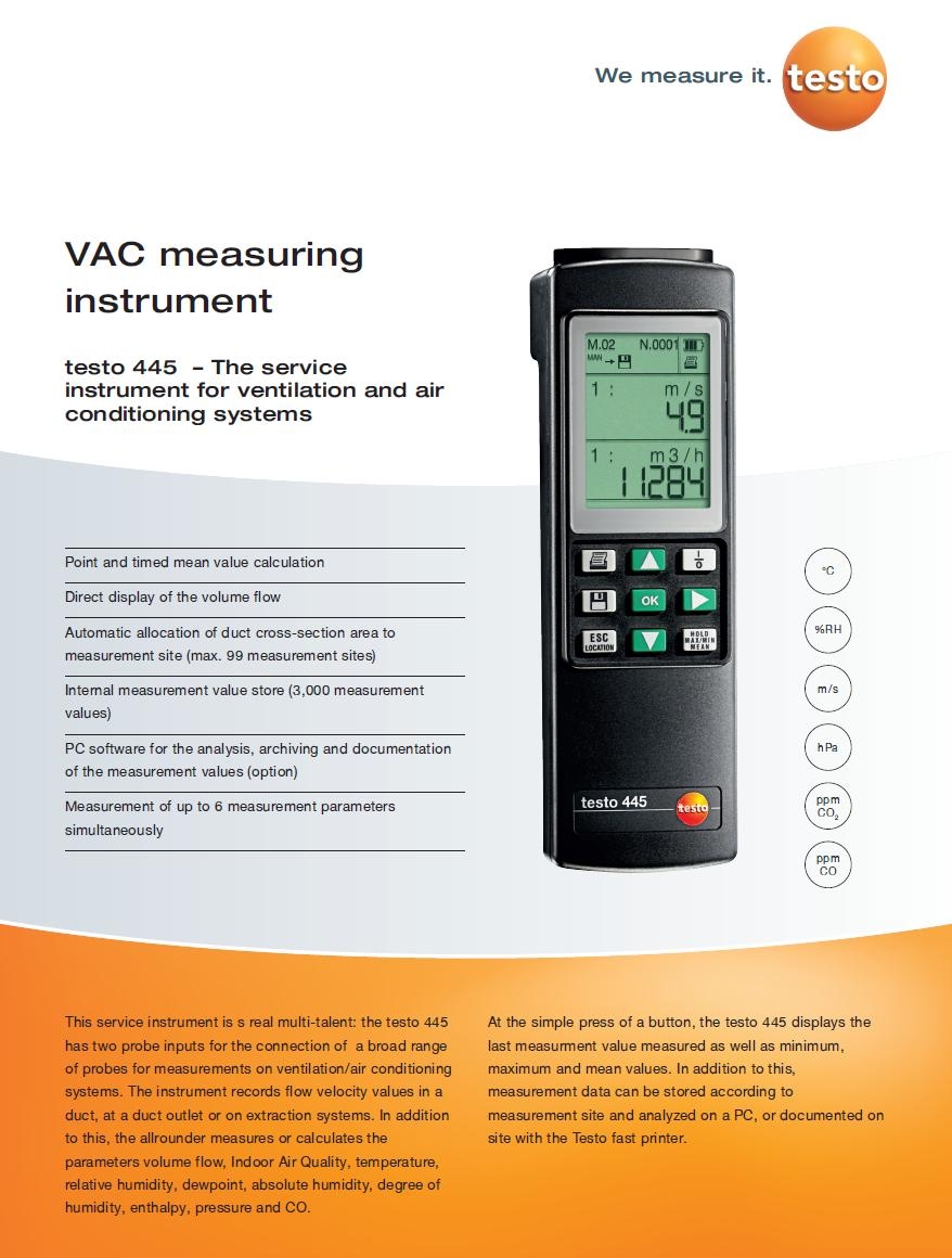 VAC Measuring Instrument - Testo 445